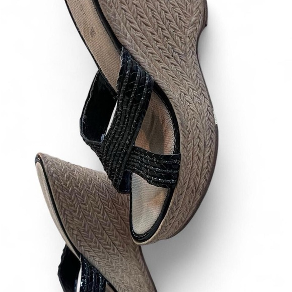 Nine West Women's Black Wedge Sandal Open Toe Made In Italy Size 8 - Picture 4 of 7